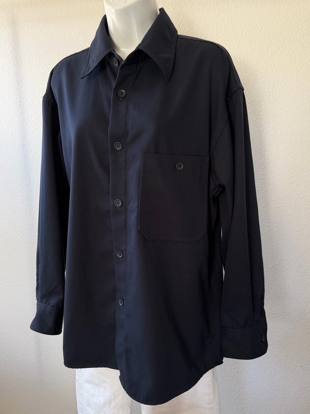 Uniqlo Twill Work Oversized Navy Shirt Unisex Size M - Picture 4 of 13
